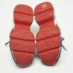 Pre Owned Christian Louboutin Multicolor Leather and Mesh Red Runner Lace Up Sneakers Size 41