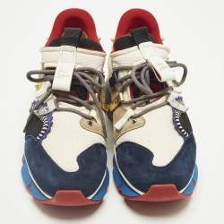 Pre Owned Christian Louboutin Multicolor Leather and Mesh Red Runner Lace Up Sneakers Size 41