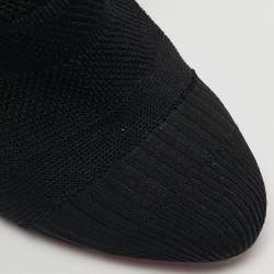 Pre Owned حذاء بوت ركبة قماش محبوك أسود كريستيان لوبوتان مقاس 37