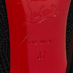 Pre Owned حذاء بوت ركبة قماش محبوك أسود كريستيان لوبوتان مقاس 37