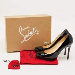 Pre Owned Christian Louboutin Black Patent Leather Bianca Platform Pumps Size 37.5