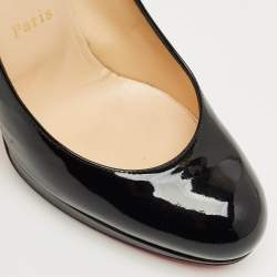 Pre Owned Christian Louboutin Black Patent Leather Bianca Platform Pumps Size 37.5