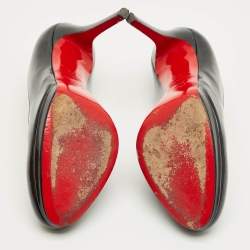 Pre Owned Christian Louboutin Black Patent Leather Bianca Platform Pumps Size 37.5