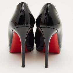 Pre Owned Christian Louboutin Black Patent Leather Bianca Platform Pumps Size 37.5