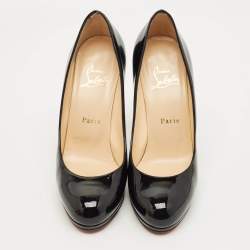 Pre Owned Christian Louboutin Black Patent Leather Bianca Platform Pumps Size 37.5