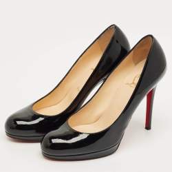 Pre Owned Christian Louboutin Black Patent Leather Bianca Platform Pumps Size 37.5