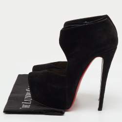 Pre Owned Christian Louboutin Black Suede Donue Platform Pumps Size 37