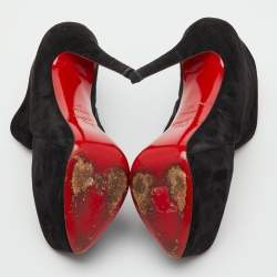 Pre Owned Christian Louboutin Black Suede Donue Platform Pumps Size 37
