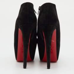 Pre Owned Christian Louboutin Black Suede Donue Platform Pumps Size 37