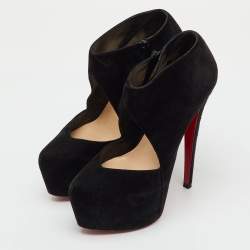 Pre Owned Christian Louboutin Black Suede Donue Platform Pumps Size 37