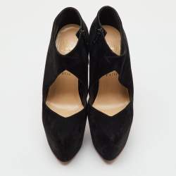 Pre Owned Christian Louboutin Black Suede Donue Platform Pumps Size 37