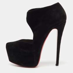 Pre Owned Christian Louboutin Black Suede Donue Platform Pumps Size 37