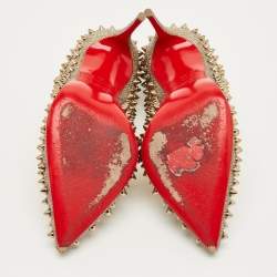 Pre Owned Christian Louboutin Gold Lurex Fabric Pigalle Follies Spikes Pumps Size 37