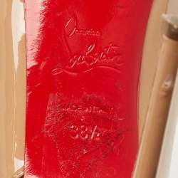 Pre Owned Christian Louboutin Beige Patent Leather New Prive Slingback Sandals Size 38.5