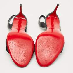 Pre Owned Christian Louboutin Black Leather O Marylin Slingback Sandals Size 38.5