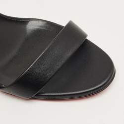 Pre Owned Christian Louboutin Black Leather O Marylin Slingback Sandals Size 38.5