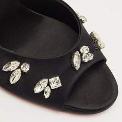 Pre Owned Christian Louboutin Black Satin Degraqueen Slide Sandals Size 36.5