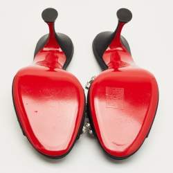 Pre Owned Christian Louboutin Black Satin Degraqueen Slide Sandals Size 36.5