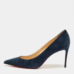 Pre Owned Christian Louboutin Navy Blue Suede Kate Pumps Size 38.5