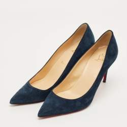 Pre Owned Christian Louboutin Navy Blue Suede Kate Pumps Size 38.5
