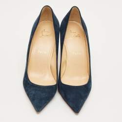 Pre Owned Christian Louboutin Navy Blue Suede Kate Pumps Size 38.5
