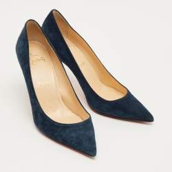 Pre Owned Christian Louboutin Navy Blue Suede Kate Pumps Size 38.5