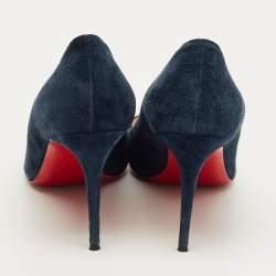 Pre Owned Christian Louboutin Navy Blue Suede Kate Pumps Size 38.5