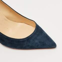 Pre Owned Christian Louboutin Navy Blue Suede Kate Pumps Size 38.5