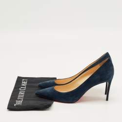 Pre Owned Christian Louboutin Navy Blue Suede Kate Pumps Size 38.5