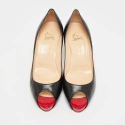 مملوكة مسبقًا Christian Louboutin Very Prive Size 41 Black Leather Peep Toe Pumps