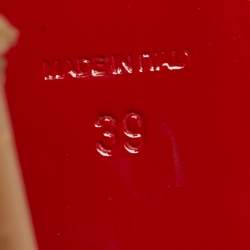 Pre Owned صندل كريستيان لوبوتان روزي فتح الكعب نعال سميكة جلد لامع بيج مقاس 39