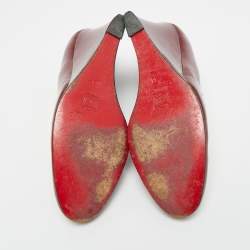 Pre Owned حذاء كعب عالي كريستيان لوبوتان رون رون زيبّا جلد لامع برغندي مقاس 38