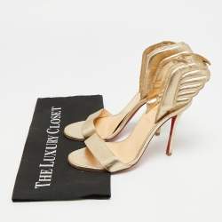 مملوكة مسبقًا صندل كريستيان لوبوتان ساموتريس جلد معدني ذهبي بسير خلفي ولون مقاس 36.5