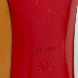 مملوكة مسبقًا حذاء كعب عالي كريستيان لوبوتان سو كيت جلد بيج لامع مقاس 36.5