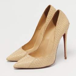 مملوكة مسبقًا Christian Louboutin So Kate Size 39 Beige Python Leather Pumps