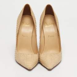 مملوكة مسبقًا Christian Louboutin So Kate Size 39 Beige Python Leather Pumps