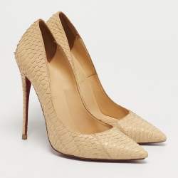 مملوكة مسبقًا Christian Louboutin So Kate Size 39 Beige Python Leather Pumps