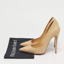 مملوكة مسبقًا Christian Louboutin So Kate Size 39 Beige Python Leather Pumps