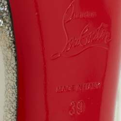 Pre Owned Christian Louboutin Very strass Size 39 Transparent/Metallic Leather and PVC Peep Toe Pumps