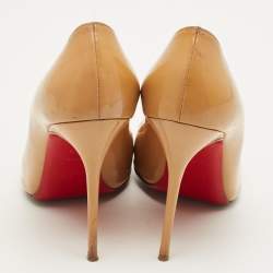 Pre Owned Christian Louboutin Kate Size 39.5 Beige Patent Leather Pumps