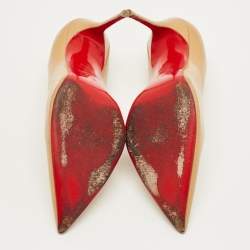 Pre Owned Christian Louboutin Kate Size 39.5 Beige Patent Leather Pumps