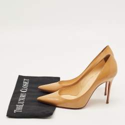 Pre Owned Christian Louboutin Kate Size 39.5 Beige Patent Leather Pumps