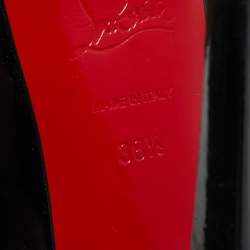 مملوكة مسبقًا Christian Louboutin Black Patent Leather Lady Peep Toe Platform Pumps Size 38.5