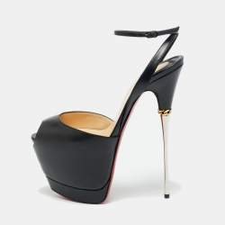 مملوكة مسبقًا Christian Louboutin Despressi Size 37 Black Leather Ankle Strap Sandals