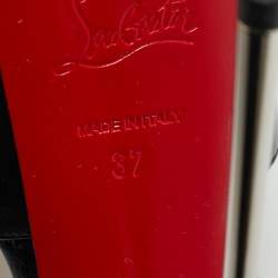 مملوكة مسبقًا صندل كريستيان لوبوتان نعل سميك سيور كاحل مقدمة مفتوحة دسبريسي جلد أسود مقاس 38