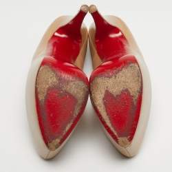 Pre Owned حذاء كعب عالي كريستيان لوبوتان دافوديل جلد بيج منصة مقاس 37.5