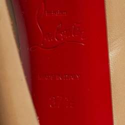 Pre Owned حذاء كعب عالي كريستيان لوبوتان دافوديل جلد بيج منصة مقاس 37.5