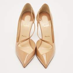 Pre Owned حذاء كعب عالي كريستيان لوبوتان جامبينغ جلد لامع بيج دورسي مقاس 40.5