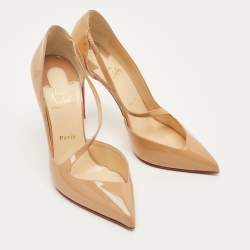 Pre Owned حذاء كعب عالي كريستيان لوبوتان جامبينغ جلد لامع بيج دورسي مقاس 40.5