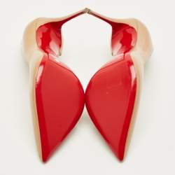 Pre Owned حذاء كعب عالي كريستيان لوبوتان جامبينغ جلد لامع بيج دورسي مقاس 40.5